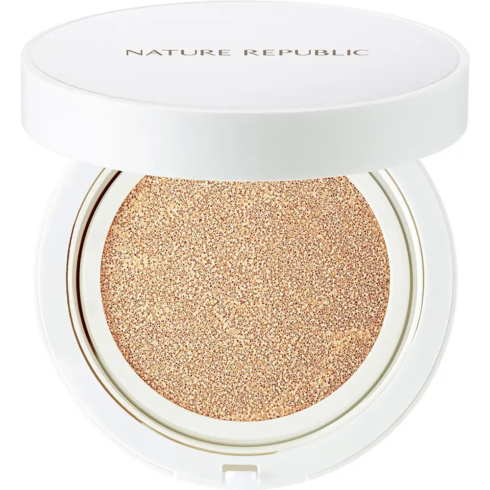 NATURE REPUBLIC Green Derma Fond de ten tip Cushion 01 Light Beige - Acoperire Naturala, Calmare si Protectie UV, 15g