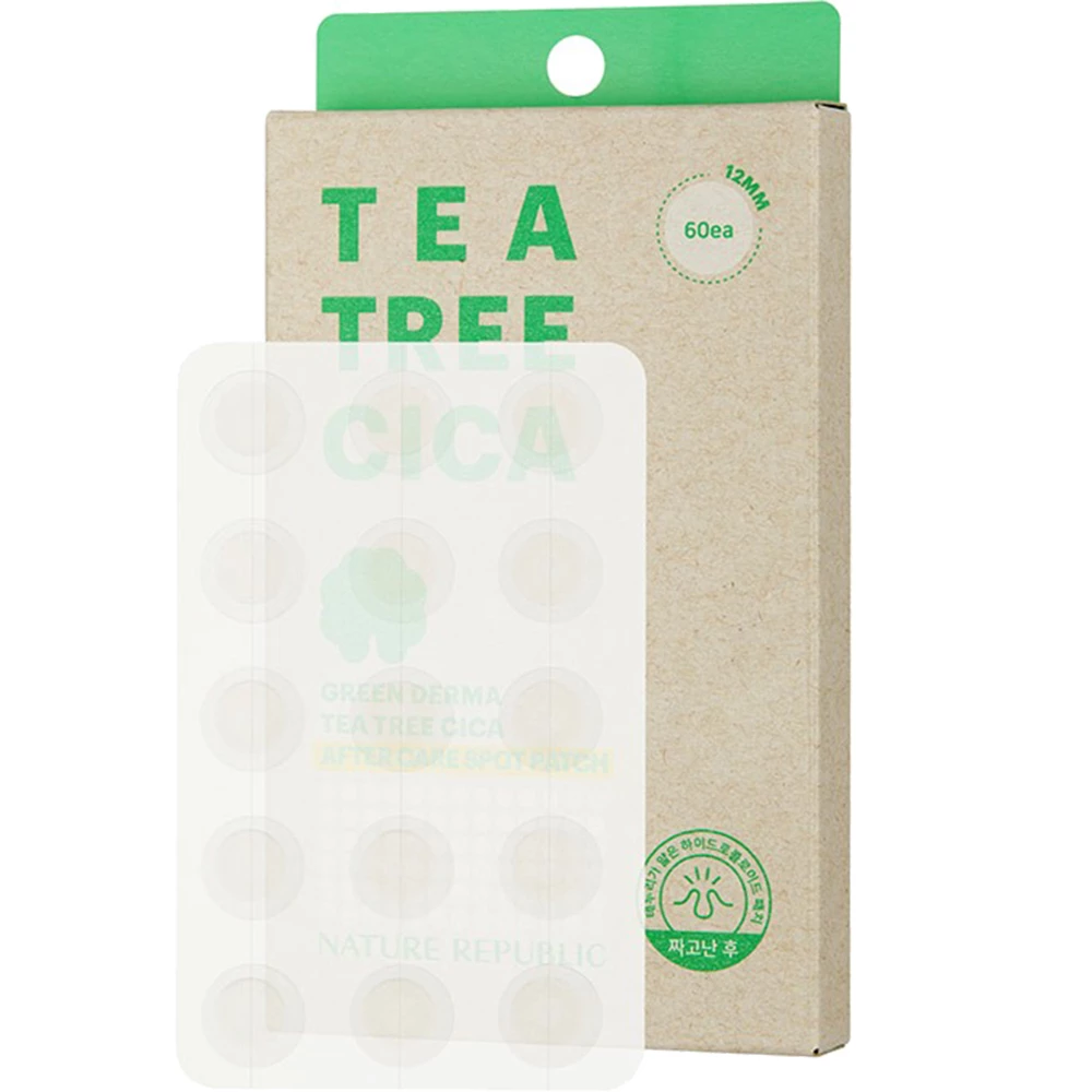 Nature Republic Green Derma Tea Tree After Care Spot Patch – Plasturi pentru Acnee, 60 buc | K-beauty