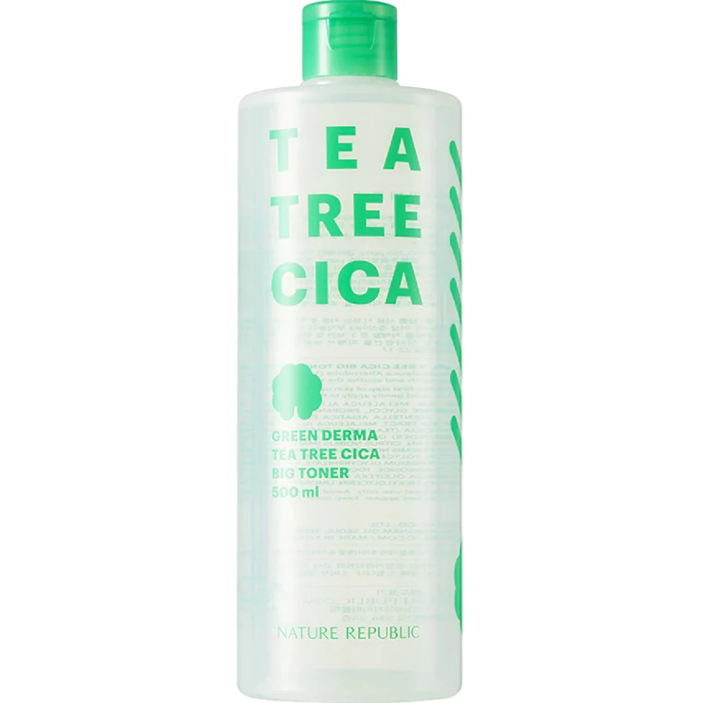 NATURE REPUBLIC Green Derma Toner Calmant cu Arbore de Ceai - Exfoliere Blanda si Hidratare pentru Ten Sensibil, 500 ml