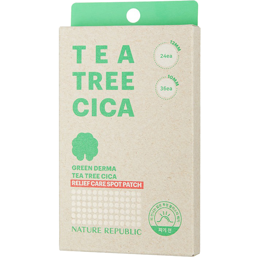 Nature Republic Green Derma Tea Tree Cica Relief Care Spot – Plasturi pentru Acnee, 60 buc | K-beauty