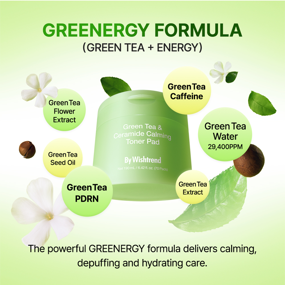 Green Tea and Ceramide Calming Toner Pad Dischete 190 ml