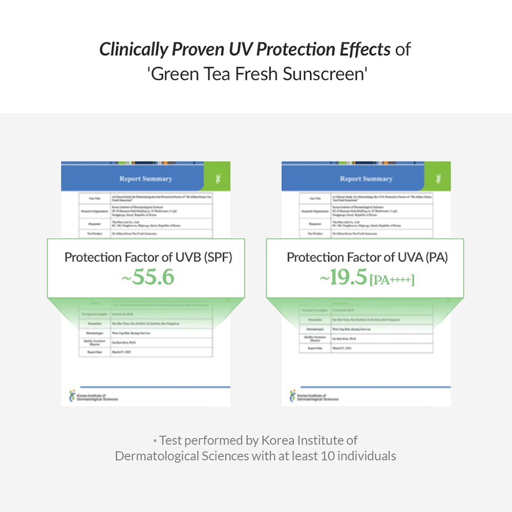 Dr. Althea Green Tea Fresh Sunscreen SPF 50 50 ml - Crema de fata formulata cu apa din frunze de ceai verde si extract de Centella Asiatica, care contribuie la calmarea pielii sensibile si la metinerea protectiei impotriva razelor UVA si UVB