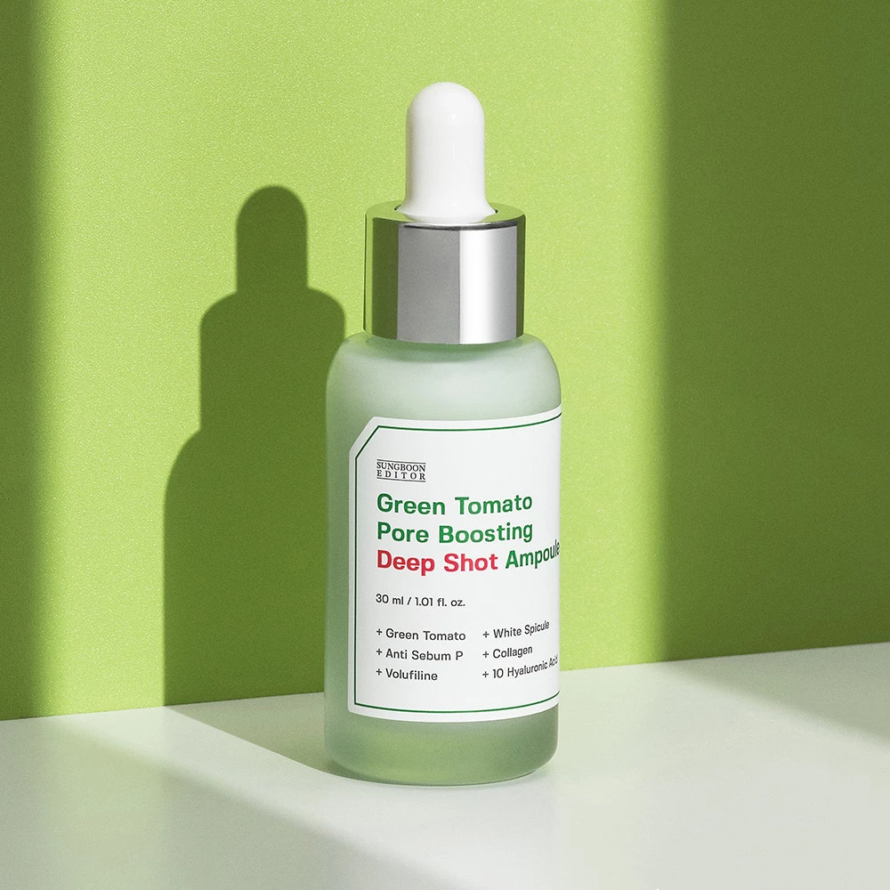 SUNGBOON EDITOR Green Tomato Pore Boosting Deep Shot - Reducerea dimensiunii porilor dilatati si hidratare intensa, 30ml