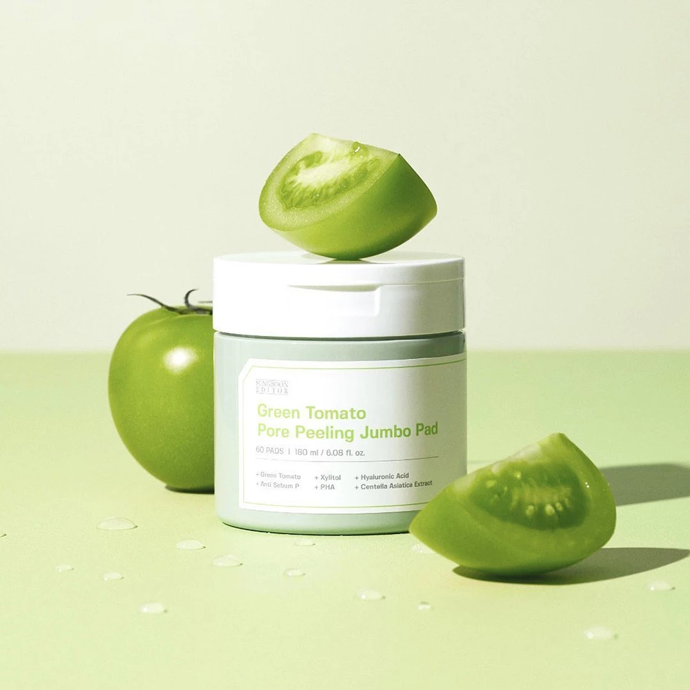 Green Tomato Pore Peeling Jumbo Toner de fata exfoliant dischete 60 buc