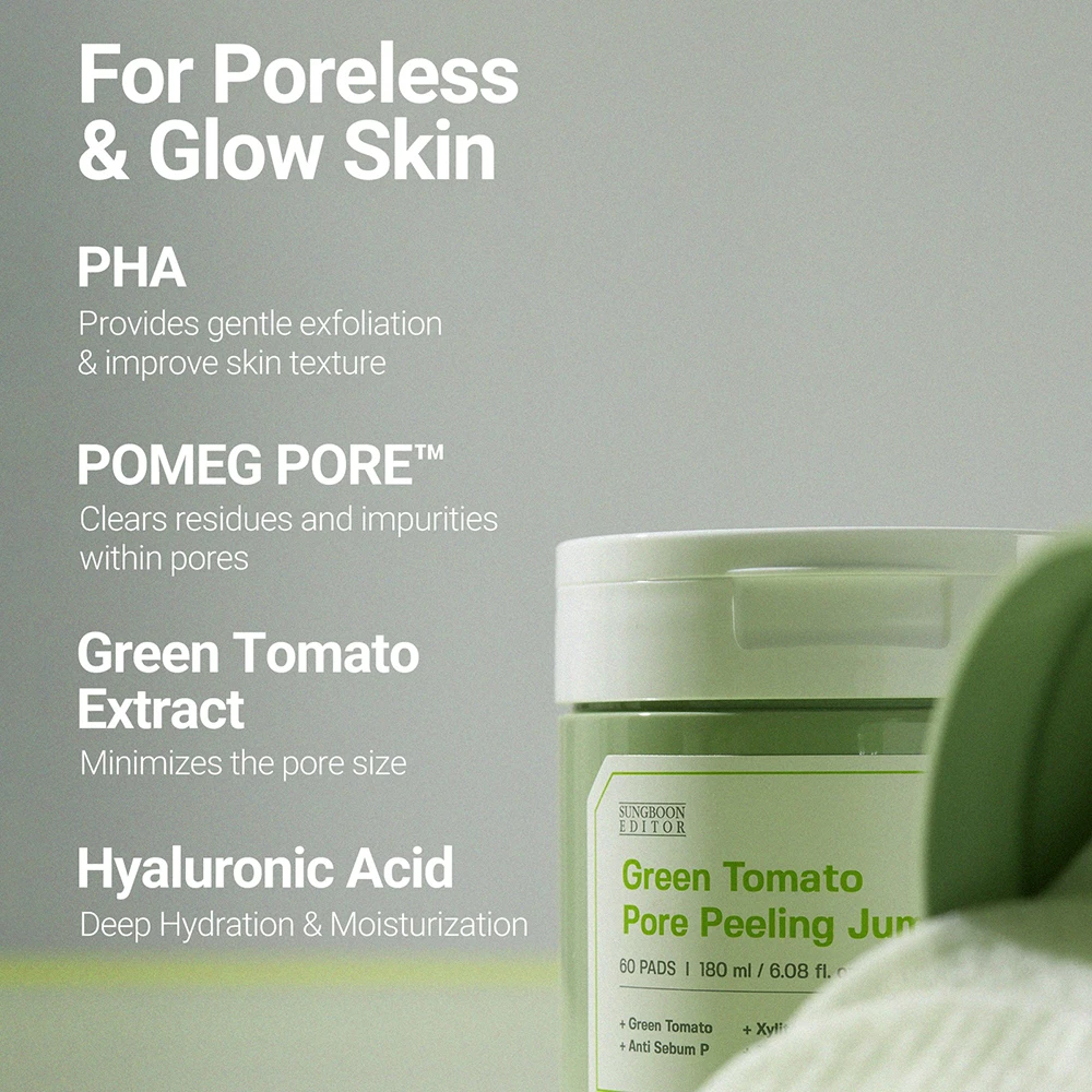 Green Tomato Pore Peeling Jumbo Toner de fata exfoliant dischete 60 buc