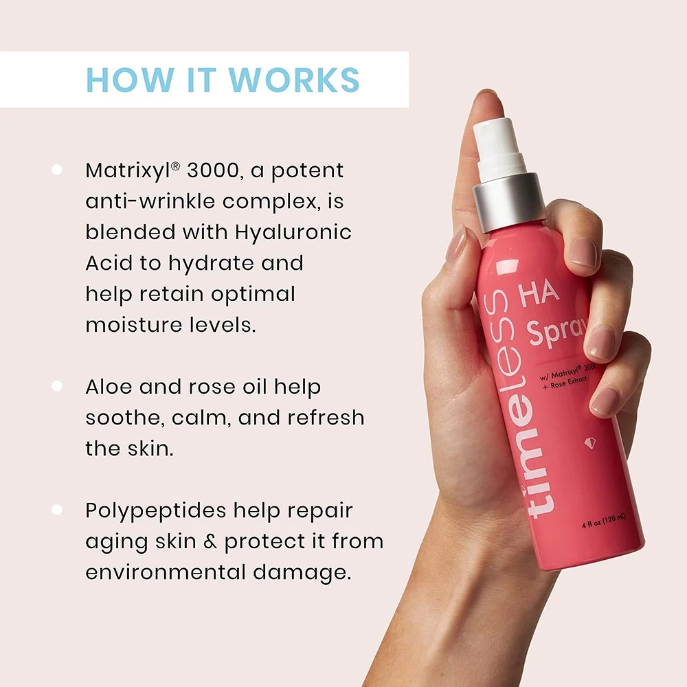 Timeless Skin Care Matrixyl 3000 Spray pentru fata cu extract de trandafir - hidratare intensa si efect anti-rid, 120 ml