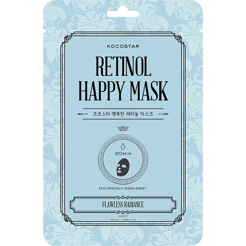 Kocostar Happy Mask Retinol – Mască de Față cu Retinol, Niacinamidă & Colagen Vegetal (40 ml) | Fermitate & Luminozitate