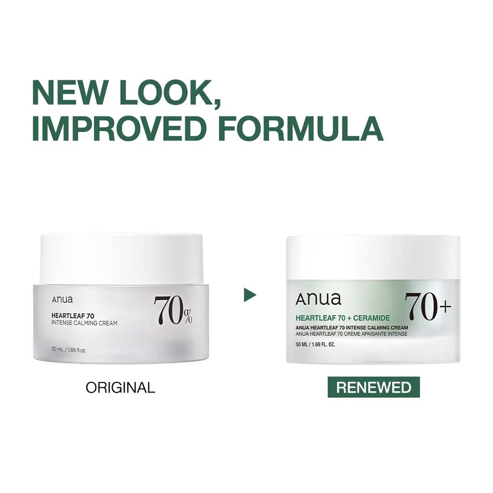 ANUA Heartleaf 70 + Ceramide Crema Hidratanta Calmanta Intensiva - Hidratare si Calmarea Tenului Sensibil, 50 ml