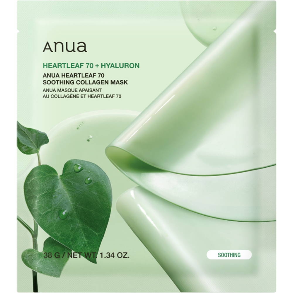 ANUA Heartleaf 70 Soothing Collagen Mask masca de fata - calmare si hidratare, 38 gr