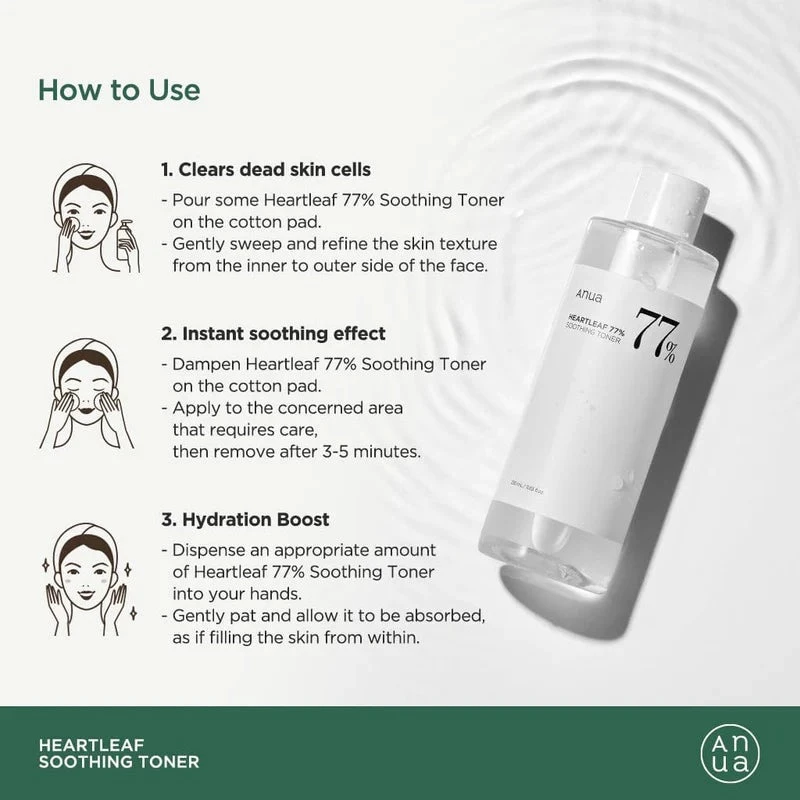 ANUA Heartleaf 77% Soothing Toner – Toner de Față Calmant cu 77% Extract de Heartleaf, 250 ml | Hidratare și Calmare