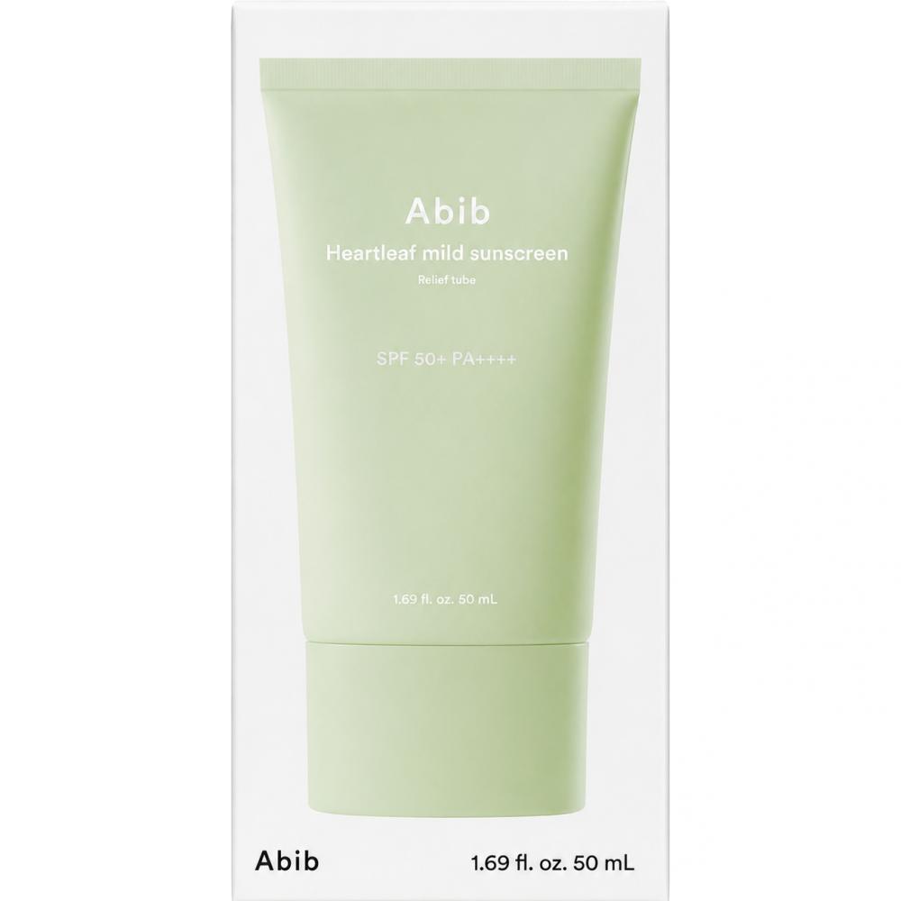 ABIB Heartleaf Mild Sunscreen Relief Tube SPF50+ PA++++, 50 ml - crema de fata formulata cu oxid de zinc si extract de Heartleaf, care contribuie la protectia solara si la reducerea rosetii, Daily