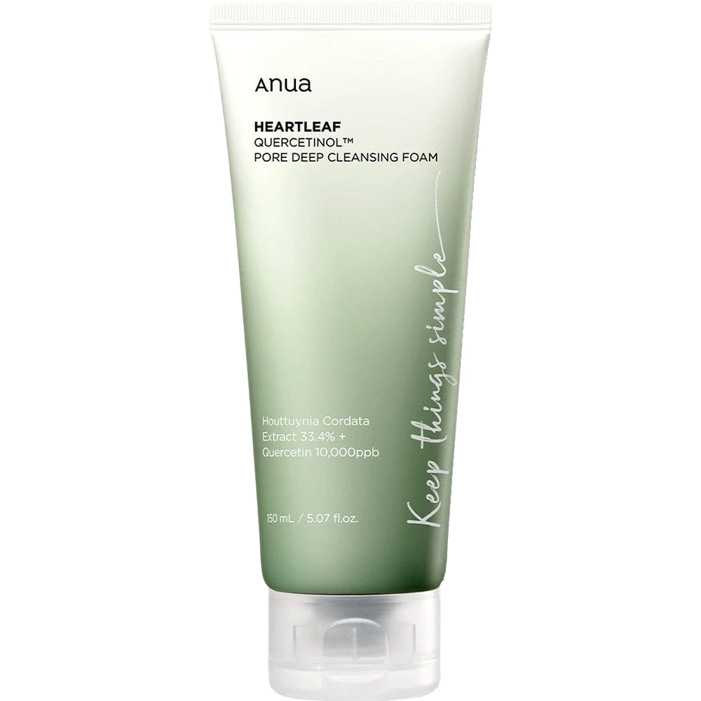 ANUA Heartleaf Quercetinol Pore Deep – Spumă de Curățare pentru Față cu Heartleaf și Quercetinol, 150 ml | Curățare Profundă a Porilor