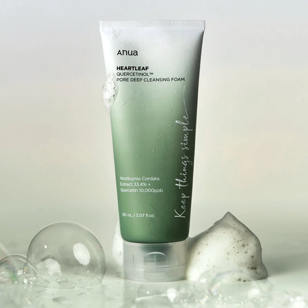 ANUA Heartleaf Quercetinol Pore Deep – Spumă de Curățare pentru Față cu Heartleaf și Quercetinol, 150 ml | Curățare Profundă a Porilor