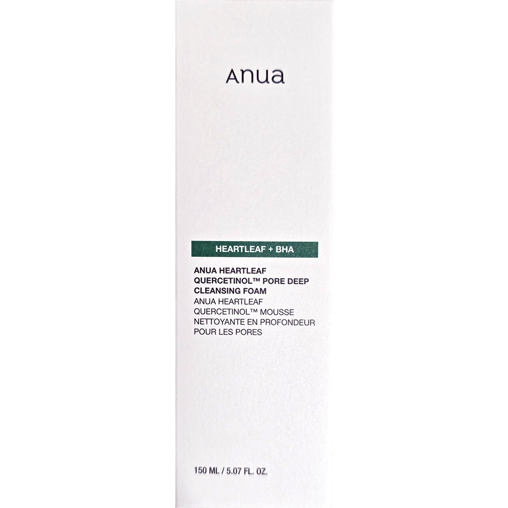 ANUA Heartleaf Quercetinol Pore Deep - spuma de curatare formulata cu Houttuynia Cordata si acizi hialuronici, care contribuie la curatarea impuritatilor fara a compromite hidratarea si la metinerea barierei cutanate - 150 ml
