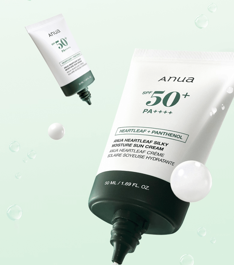 ANUA Heartleaf Silky Moisture Sun Cream SPF50+ PA++++, 50 ml - Crema de fata formulata cu extract de Heartleaf si pantenol, care contribuie la protectia pielii impotriva razelor UVA si UVB si la metinerea hidratarii si a confortului cutanat