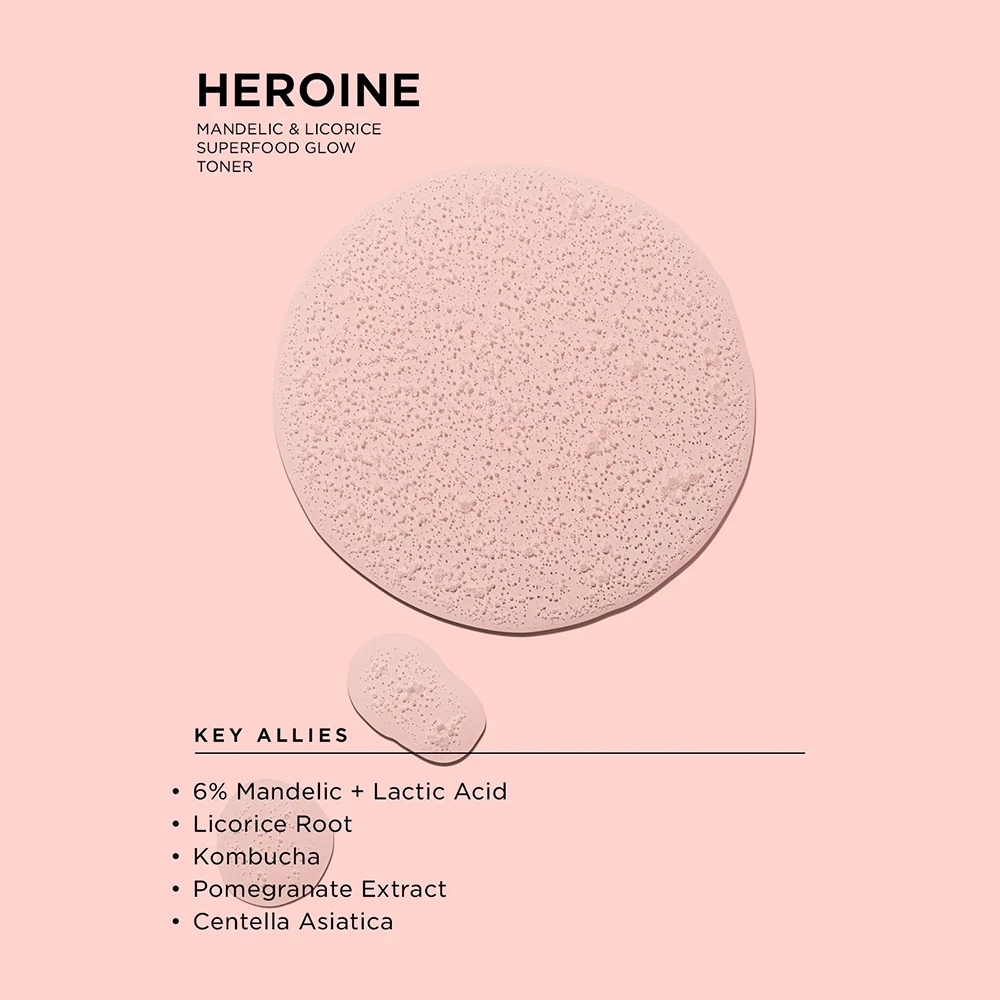 Heroine Toner de fata revigorant pentru luminozitate cu acid mandelic si extract de lemn dulce 100 ml