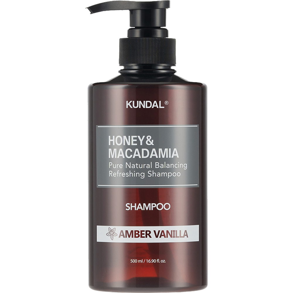 KUNDAL Honey si Macadamia Nature Shampoo Sampon Amber Vanilla - hidratare si stralucire, 500 ml
