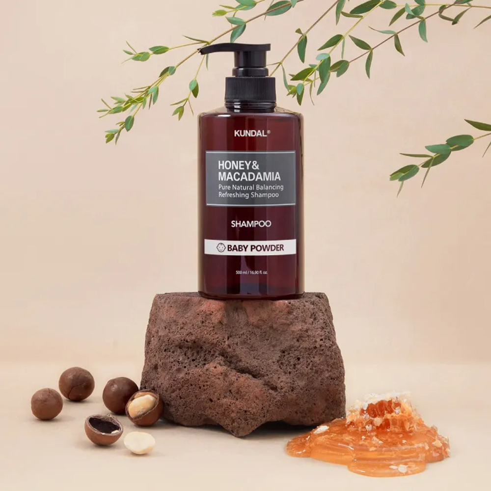 KUNDAL Honey si Macadamia Nature Shampoo Sampon Baby Powder - hidratare si stralucire, 500 ml