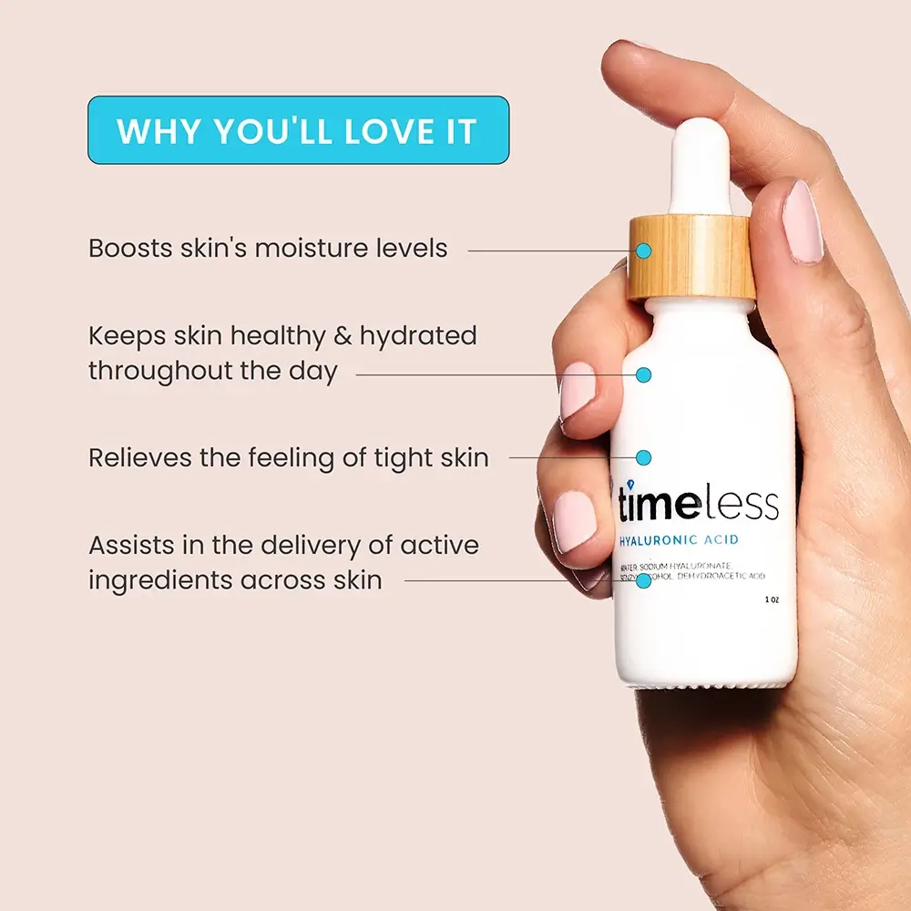 Timeless Skin Care Pure Line Ser Hidratant pentru Fata HA100 - Hidratare Intensa si Efect de Umplere Riduri, 30 ml