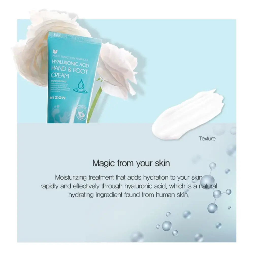 Mizon Hyaluronic Acid Crema pentru maini si picioare - hidratare intensa si reparare piele uscata, 100 ml
