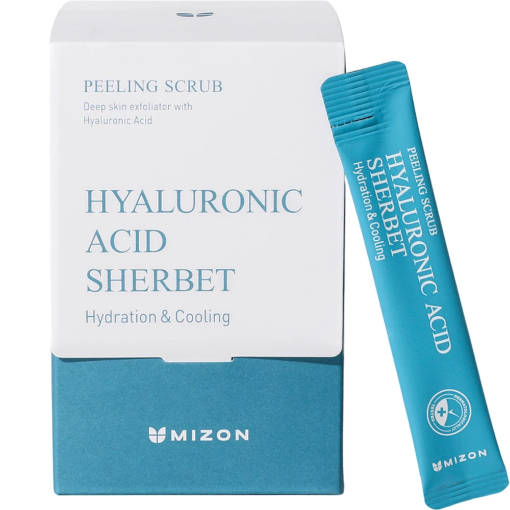 MIZON Hyaluronic Acid Sherbet scrub exfoliant facial hranitor - exfoliere delicata si hidratare intensa, 40 buc