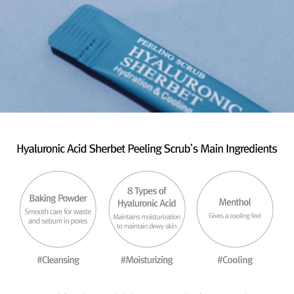 MIZON Hyaluronic Acid Sherbet scrub exfoliant facial hranitor - exfoliere delicata si hidratare intensa, 40 buc