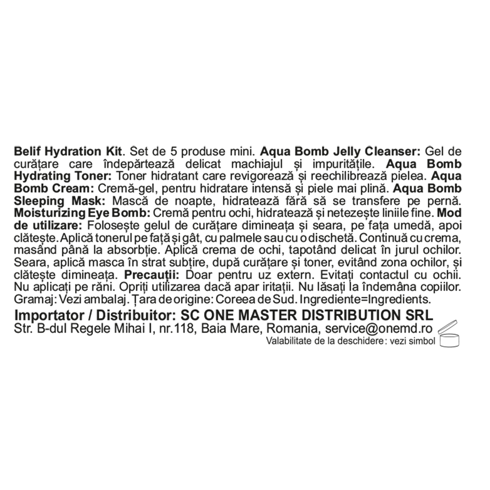BELIF Hydration Cruise Kit - Set cu 5 produse mini pentru rutina completa de hidratare a tenului, ideale pentru vacanta, 30ml + 20ml + 10ml + 5ml + 10ml