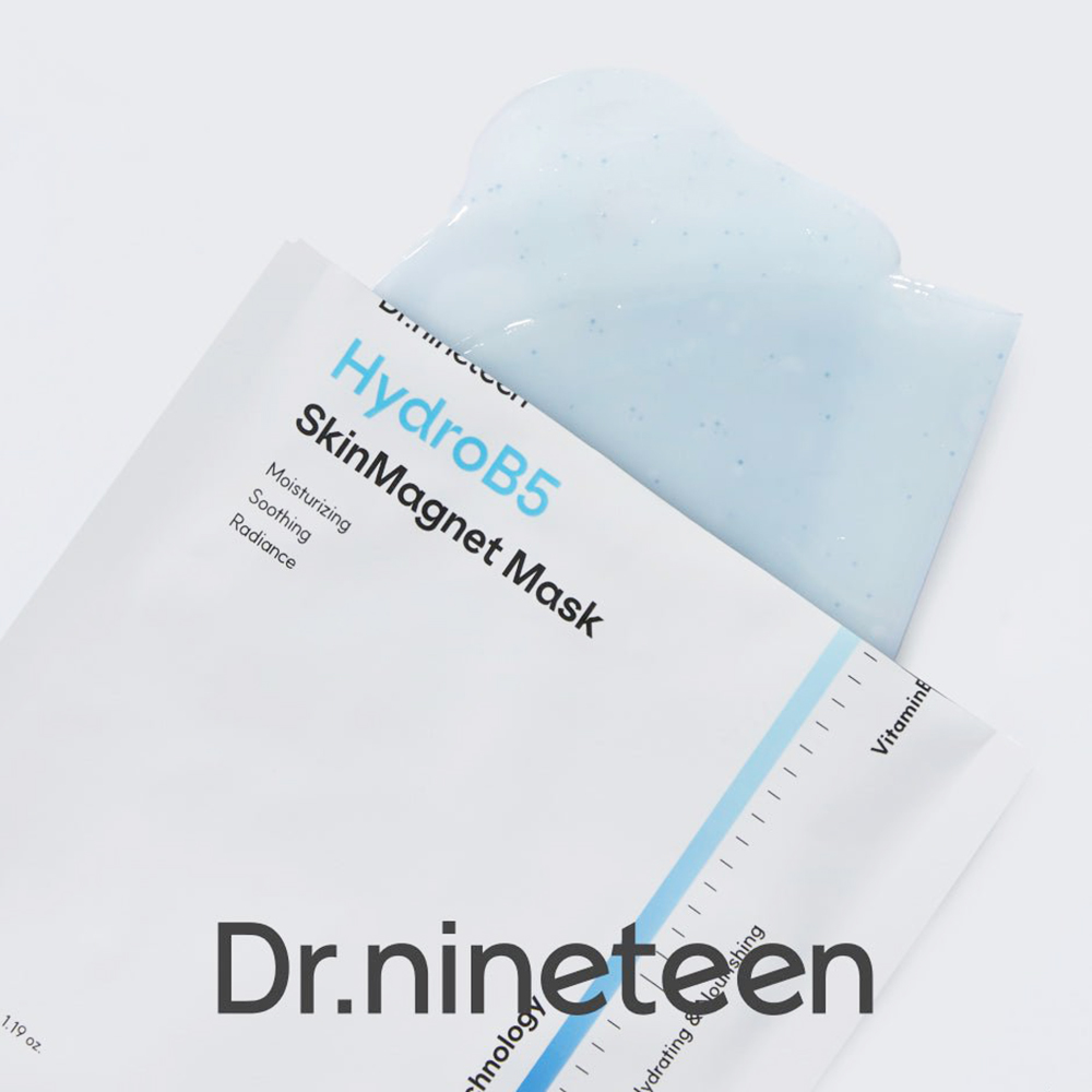 DR.NINETEEN Hydro B5 Skin Magnet Mask, 34 gr - Masca de fata formulata cu acid hialuronic si pantenol, care contribuie la hidratarea pielii si la metinerea barierei cutanate