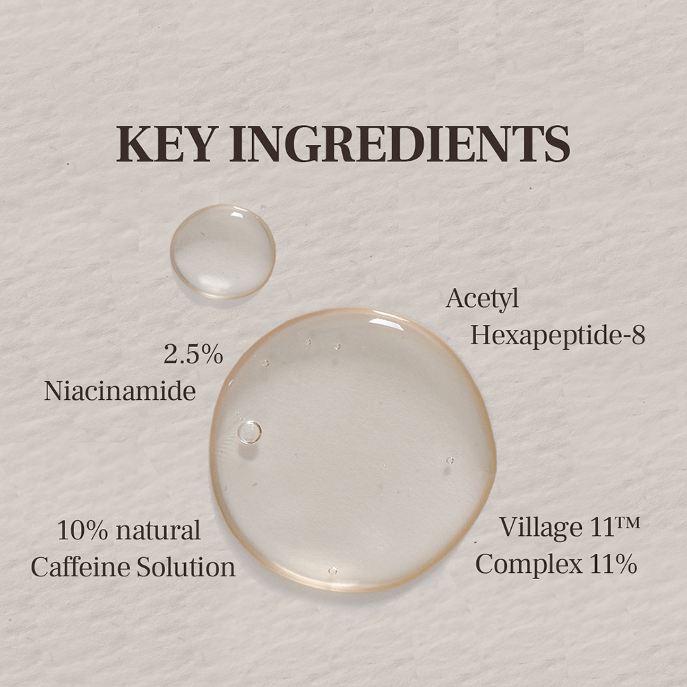 VIllage 11 FACTORY Hydro Boost Caffeine Eye Serum 10 ml - Crema contur ochi formulata cu cafeina si niacinamida, care contribuie la reducerea aspectului umflat si la uniformizarea zonei de sub ochi