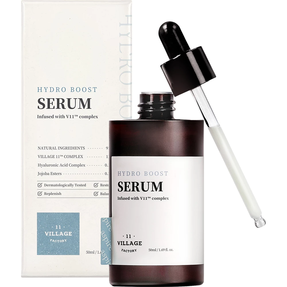 VILLAGE 11 FACTORY Hydro Boost Serum Ser de fata calmant - Hidratare intensa si efect anti-rid cu Acid Hialuronic, 50 ml