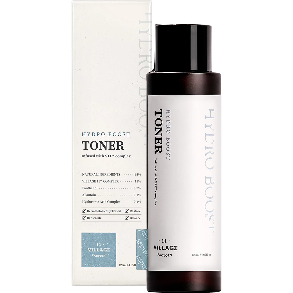 Village 11 Factory Hydro Boost Toner Tonic Hidratant Intens 120 ml - Hidratare Profunda si Calmarea Tenului Sensibil, 120 ml