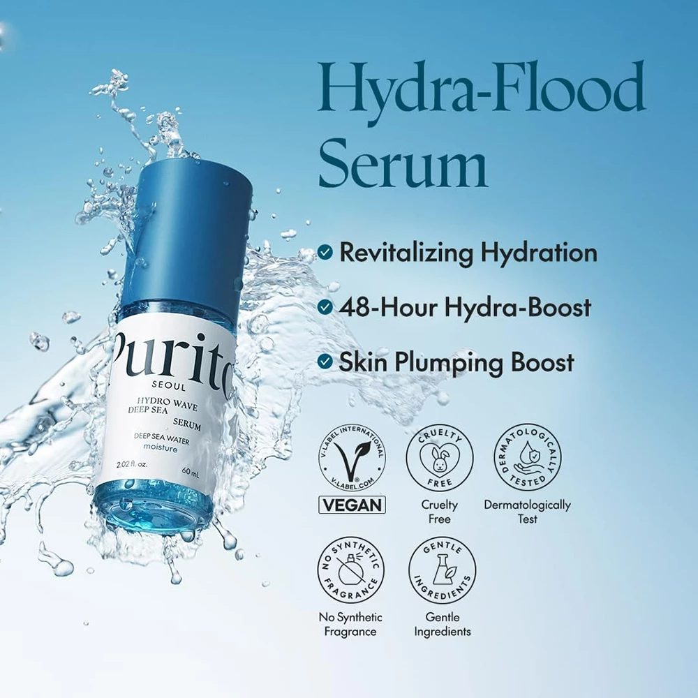 PURITO Hydro Wave Ser Hidratant pentru Fata Deep Sea - Hidratare Profunda si Revitalizare cu Apa Marina, 60 ml