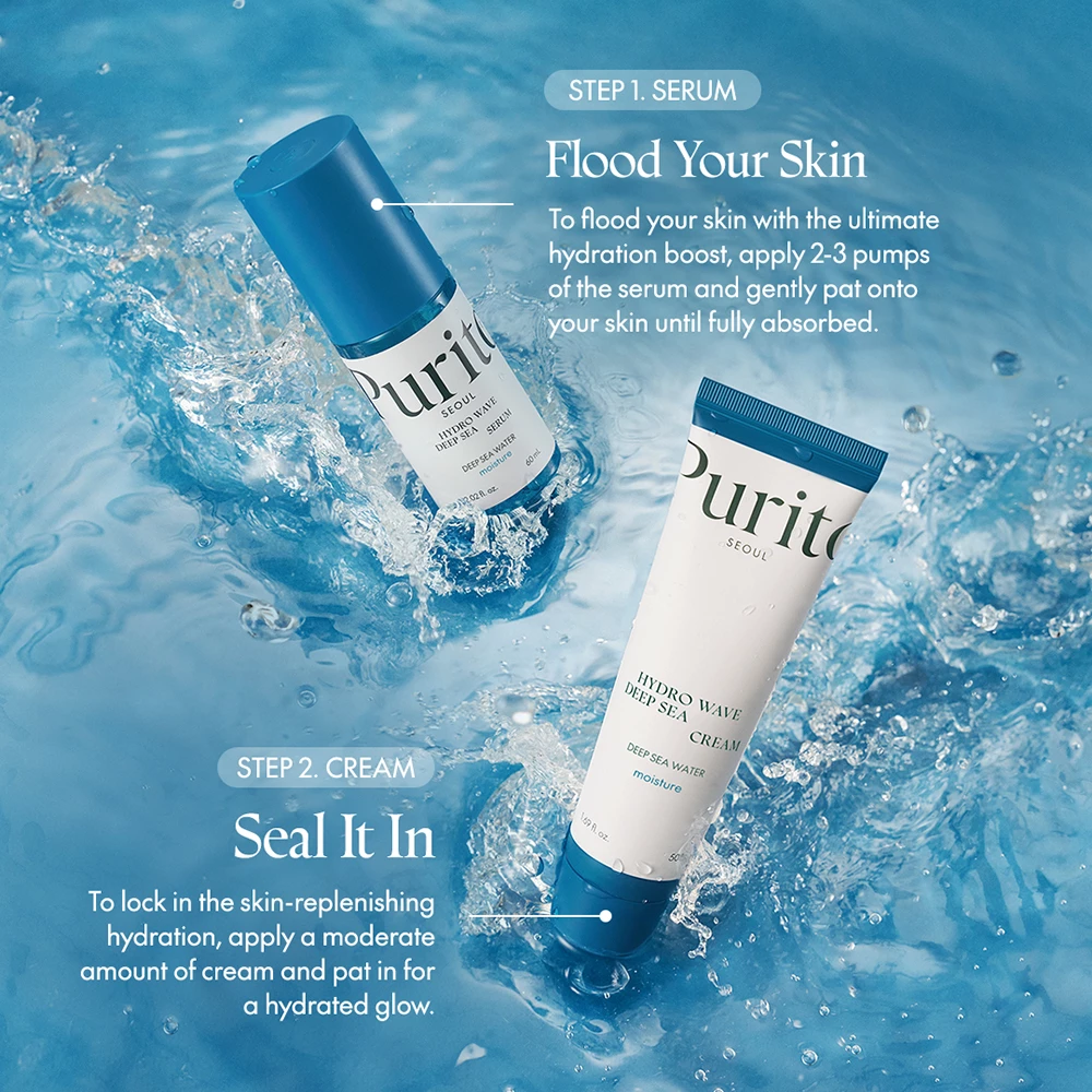 PURITO Hydro Wave Ser Hidratant pentru Fata Deep Sea - Hidratare Profunda si Revitalizare cu Apa Marina, 60 ml