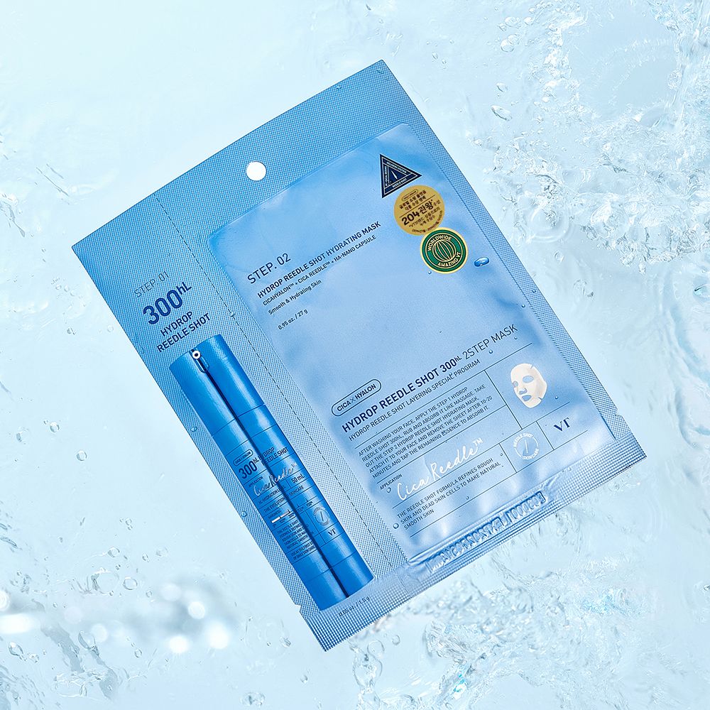 VT COSMETICS Hydrop Reedle Shot 300hl 2 Step Sheet Mask Masca de fata - hidratare si luminozitate, 27 gr