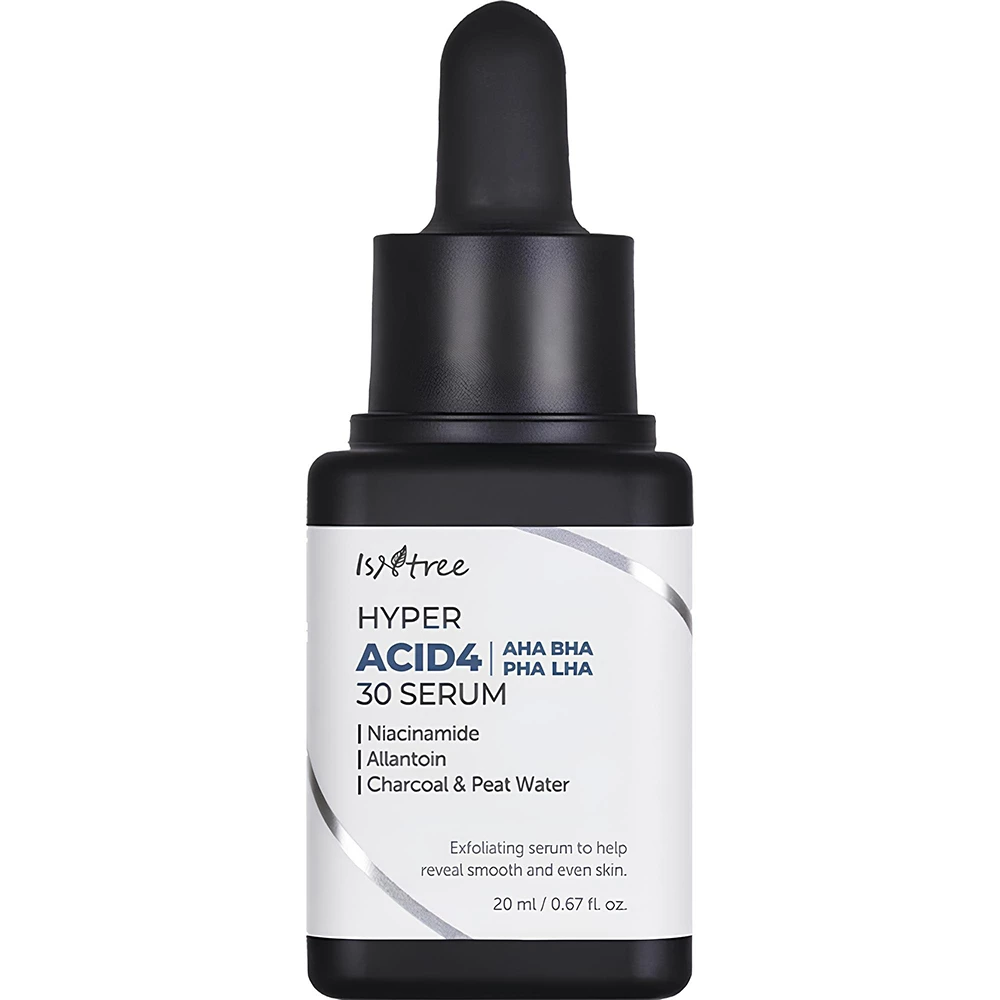 ISNTREE Hyper Acid4 Ser Exfoliant Intens 30 AHA BHA PHA LHA - Ten Luminos si Textura Uniforma, 20 ml