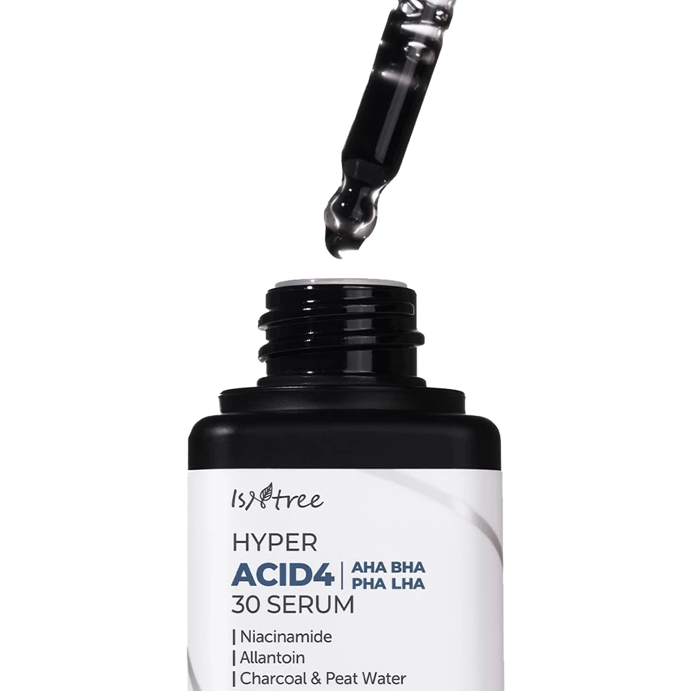 ISNTREE Hyper Acid4 Ser Exfoliant Intens 30 AHA BHA PHA LHA - Ten Luminos si Textura Uniforma, 20 ml