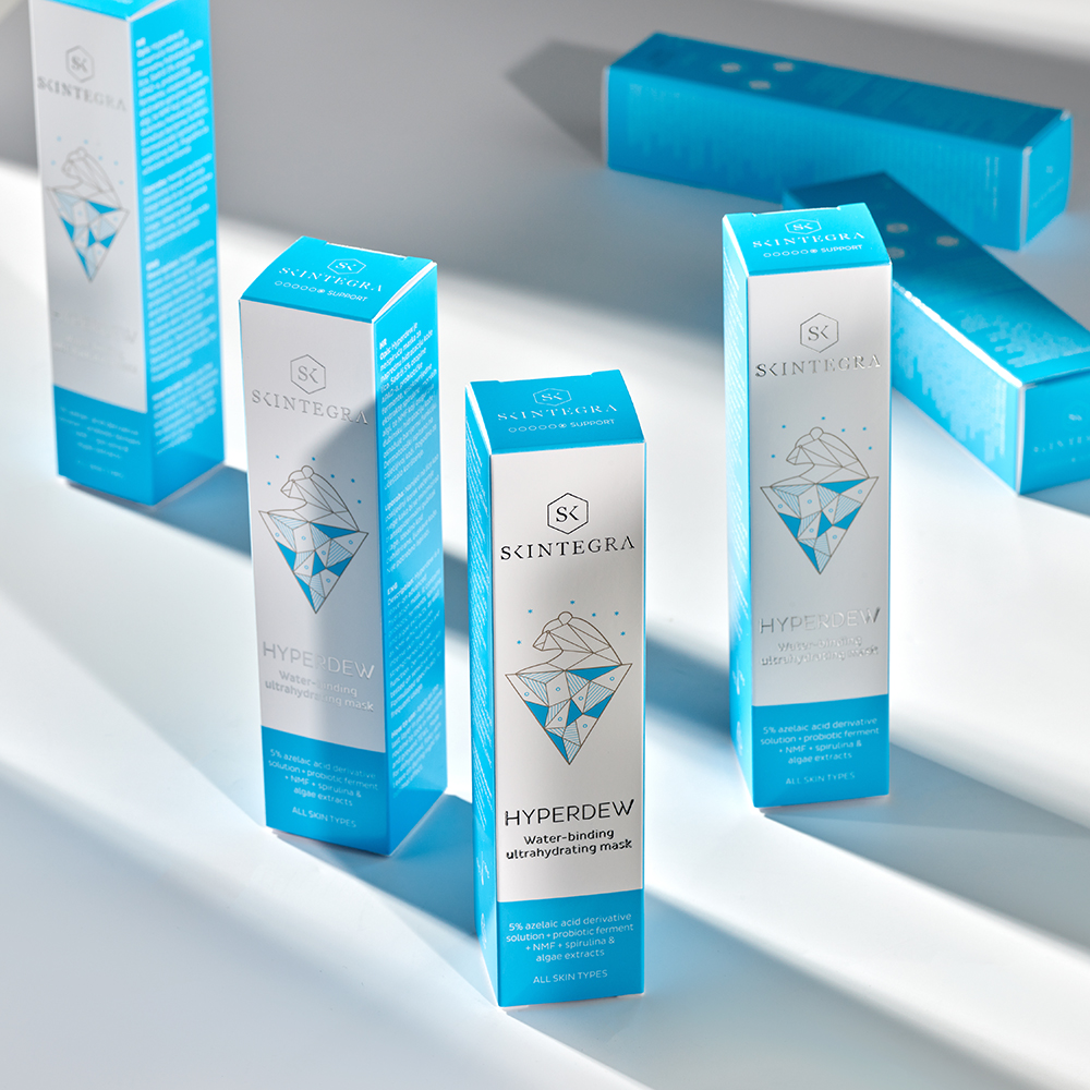 SKINTEGRA Hyperdew - masca de fata formulata cu acid azelaic derivat APAD 5% si factori naturali de hidratare NMF, care contribuie la hidratarea pielii si la mentinerea barierei hidrolipidice - 50 ml