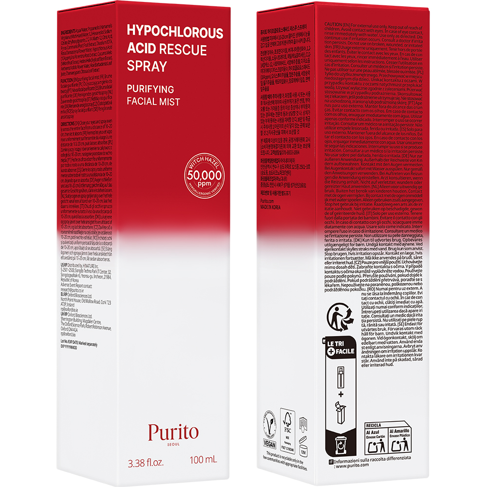 PURITO Hypochlorous Acid Rescue Spray spray pentru fata - calmare si hidratare, 100 ml