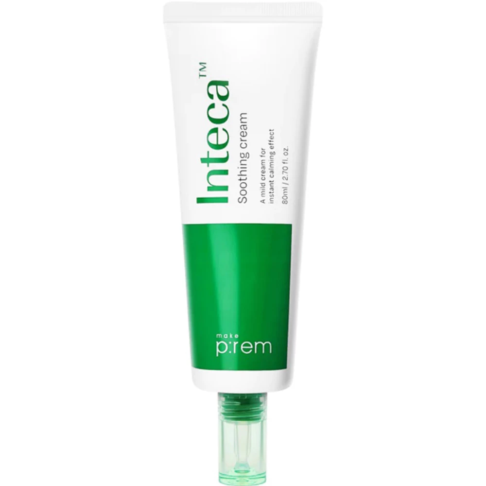 MAKE P:REM Inteca Crema pentru fata Calmanta - Crema vegana calmanta cu extract de Centella Asiatica pentru hidratare si calmarea pielii sensibile, 80 ml