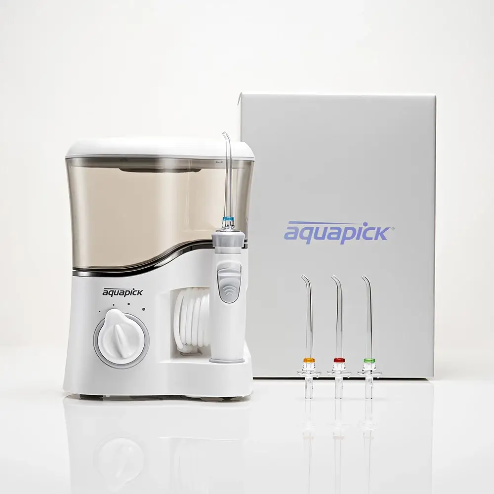 AQUAPICK Irigator Bucal Profesional AQ-350 Gri  - 12 trepte de presiune, Functie auto-start, Curatare Profunda si Protectie Gingivala, Capacitate 600 ml