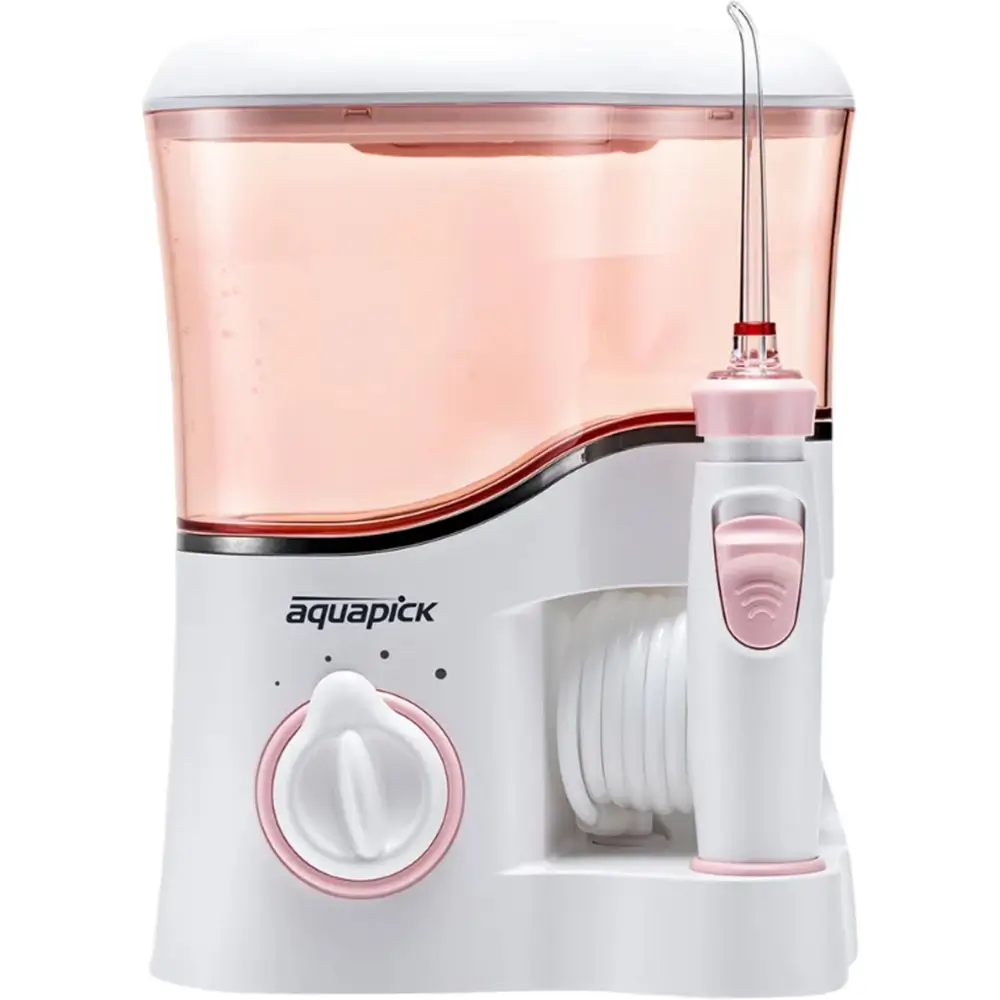 AQUAPICK Irigator Bucal Profesional AQ-350 Roz - 12 trepte de presiune, Functie auto-start, Curatare Profunda si Protectie Gingivala, Capacitate 600 ml