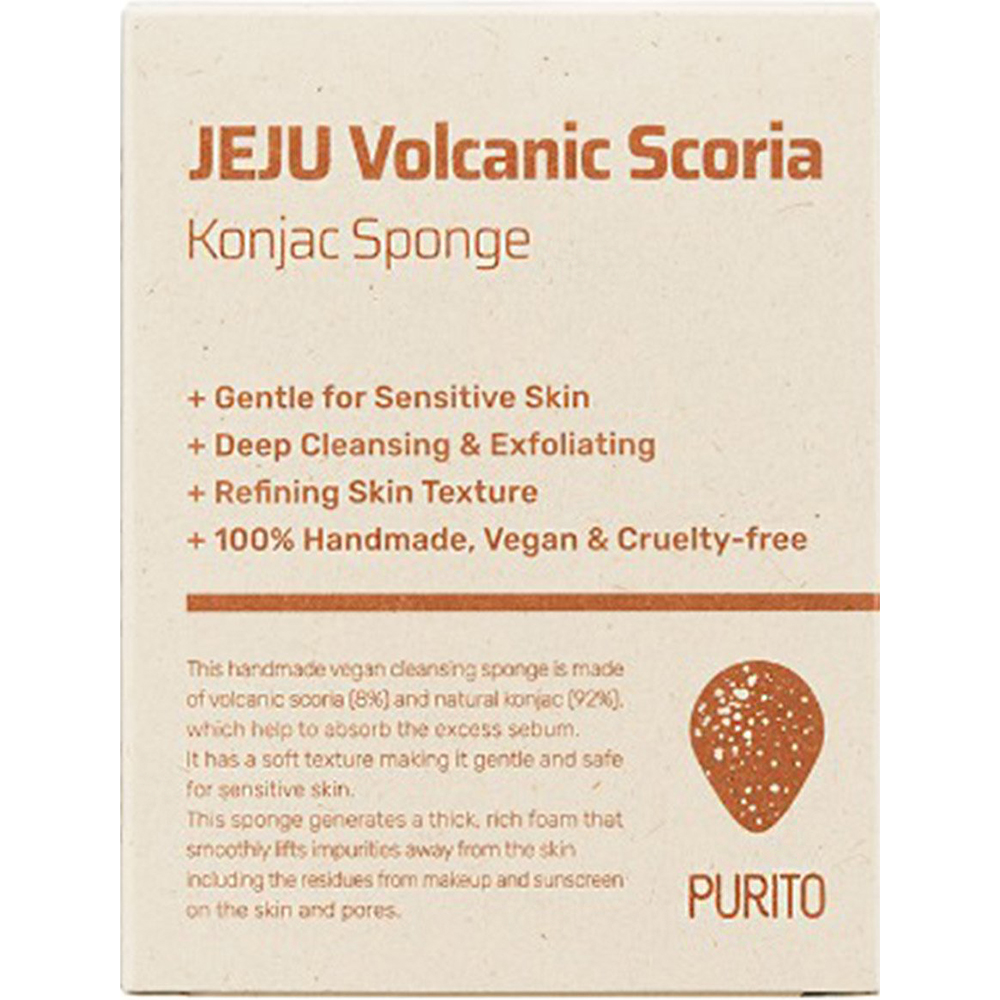PURITO JEJU Volcanic Scoria Konjac - Burete pentru fata formulat cu jeleu de limba diavolului Konjac si pulbere vulcanica, care contribuie la curatarea tenului si la mentinerea confortului cutanat