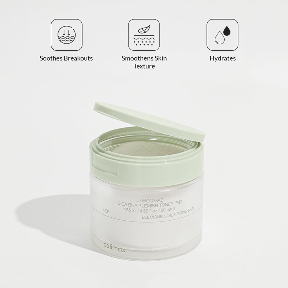 Ji Woo Gae Cica BHA Blemish Toner Pad Toner de fata dischete 60 buc