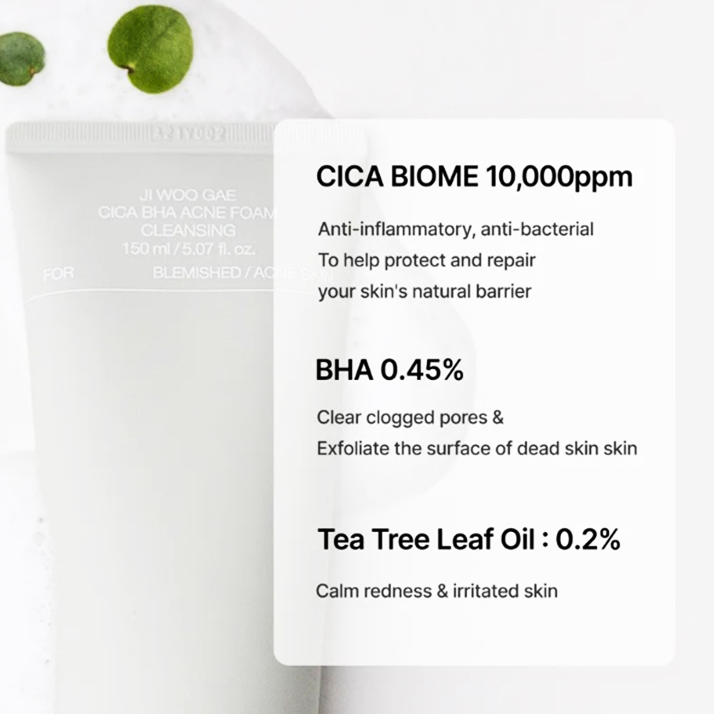 Ji Woo Gae Cica BHA Acne Foam Cleansing Spuma de curatare pentru acnee 150 ml