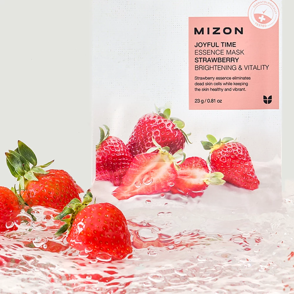 MIZON Joyful Time Essence Mask Strawberry masca de fata - hidratare si luminozitate, 23 gr