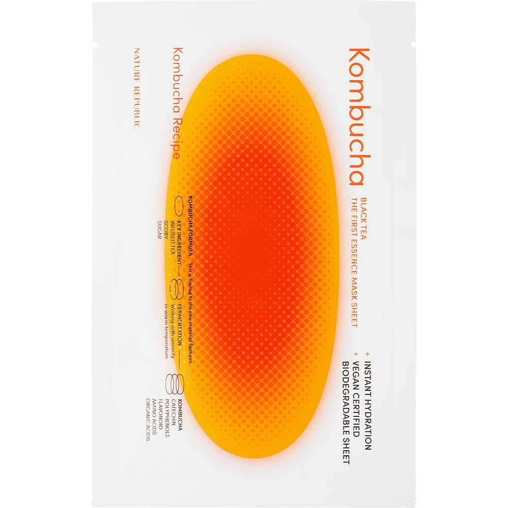 Nature Republic Kombucha Black Tea Mască de Față – Mască Hidratantă cu Esență de Ceai Negru, 25 ml 