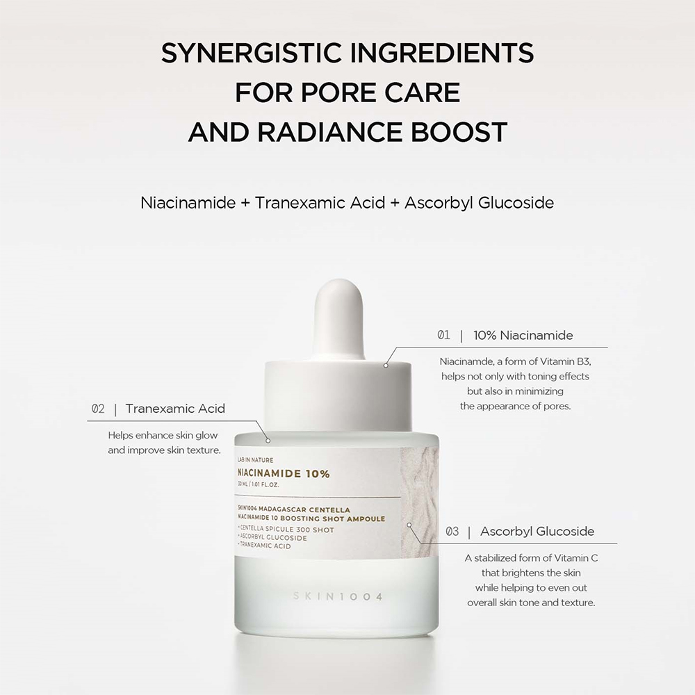 SKIN1004 Lab in Nature Madagascar Centella Niacinamide 10 Boosting Shot Ampoule ser de fata - luminozitate si uniformizare, 30 ml