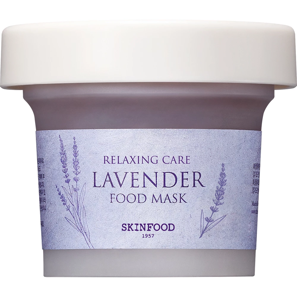 Mască de față hidratantă și calmantă Skinfood Lavender Food Mask cu 10% apă de flori de lavandă - 120 g
