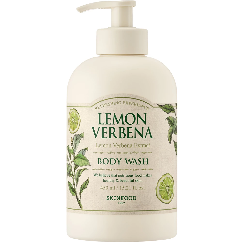 SKINFOOD Lemon Verbena Gel de Dus Revigorant cu Extract Natural - Curatare Delicata si Hidratare Intensa, 450 ml