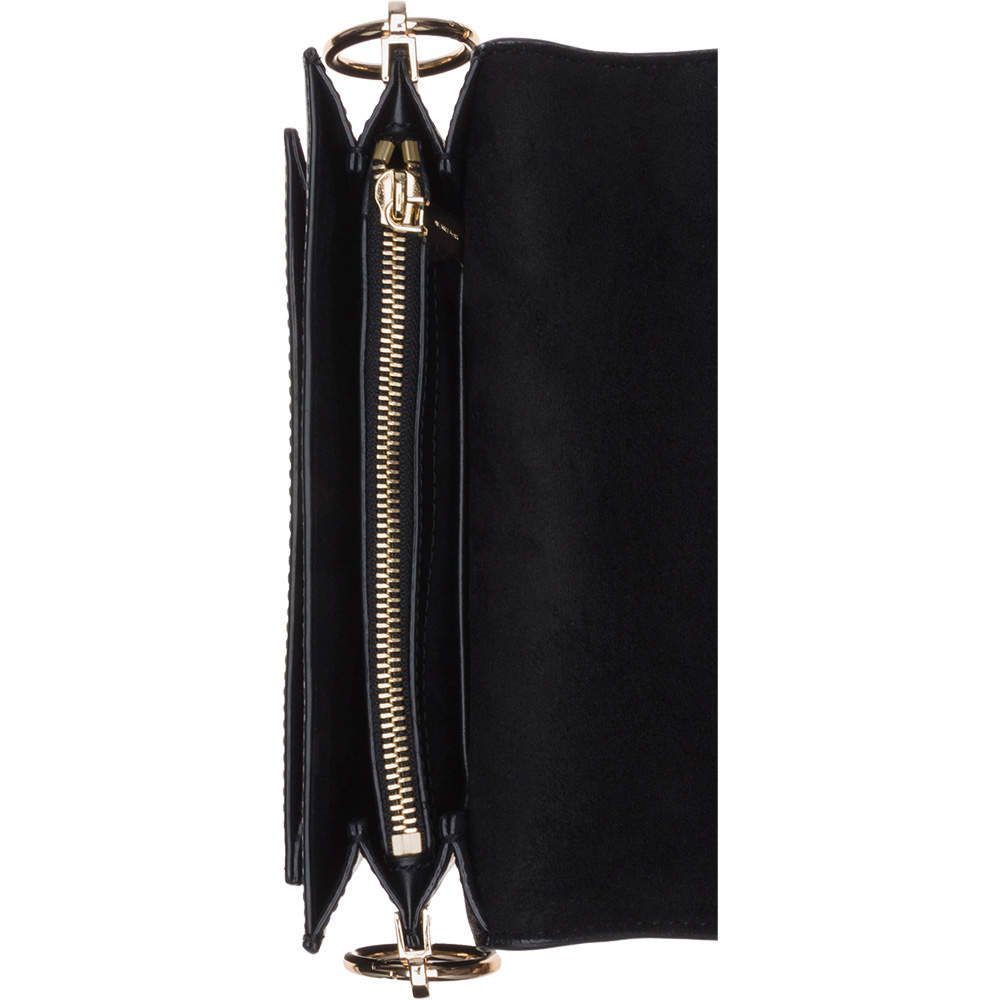 Lillie Small Leather Saddle Bag, Geanta de umar din piele, culoare neagra